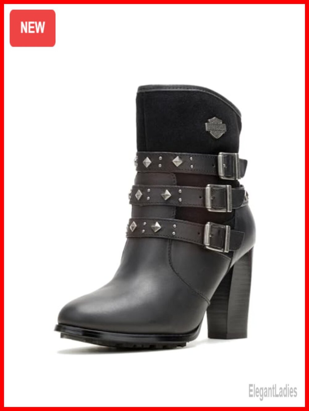 Harley-Davidson Abbey Full Grain Leather Suede Motorcycle Ankle Boots